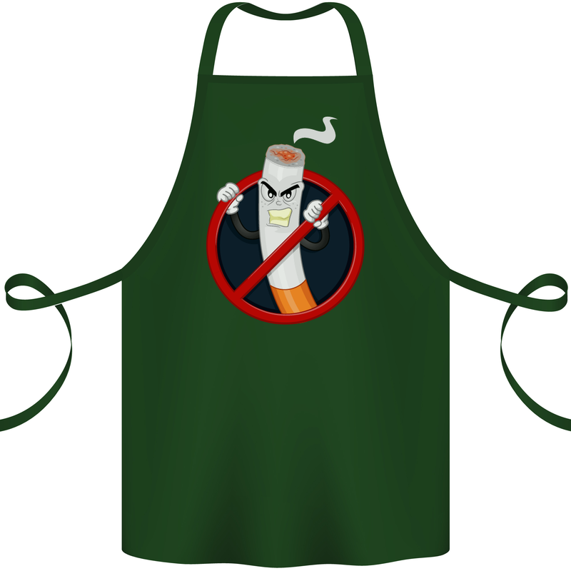 No Smoking Give Up Anti Smoker Cotton Apron 100% Organic Forest Green