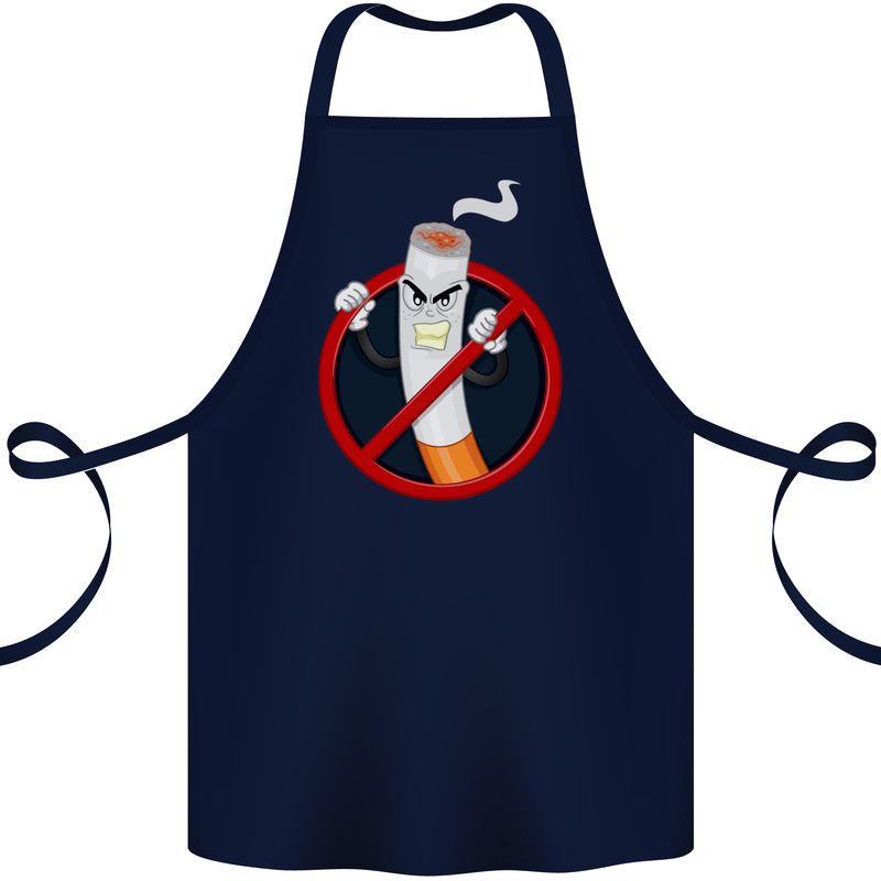 No Smoking Give Up Anti Smoker Cotton Apron 100% Organic Navy Blue