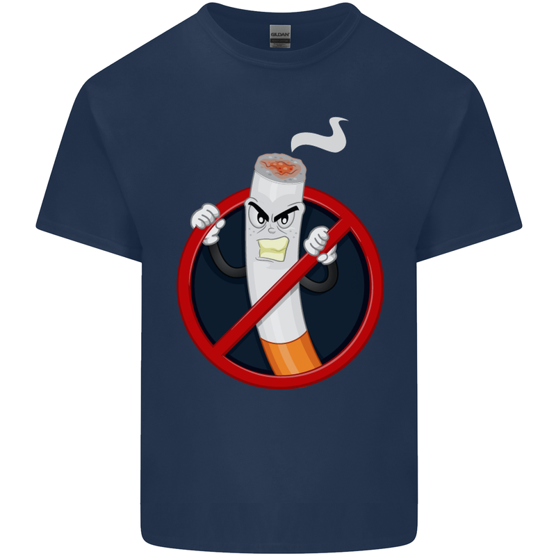 No Smoking Give Up Anti Smoker Mens Cotton T-Shirt Tee Top Navy Blue