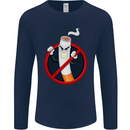 No Smoking Give Up Anti Smoker Mens Long Sleeve T-Shirt Navy Blue