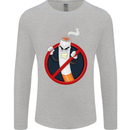 No Smoking Give Up Anti Smoker Mens Long Sleeve T-Shirt Sports Grey