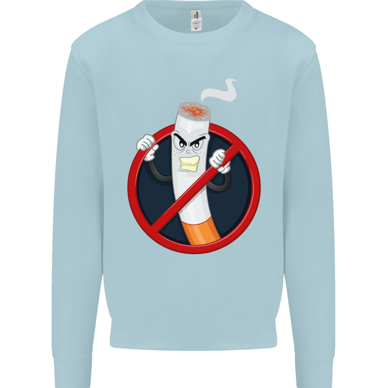No Smoking Give Up Anti Smoker Mens Sweatshirt Jumper Light Blue