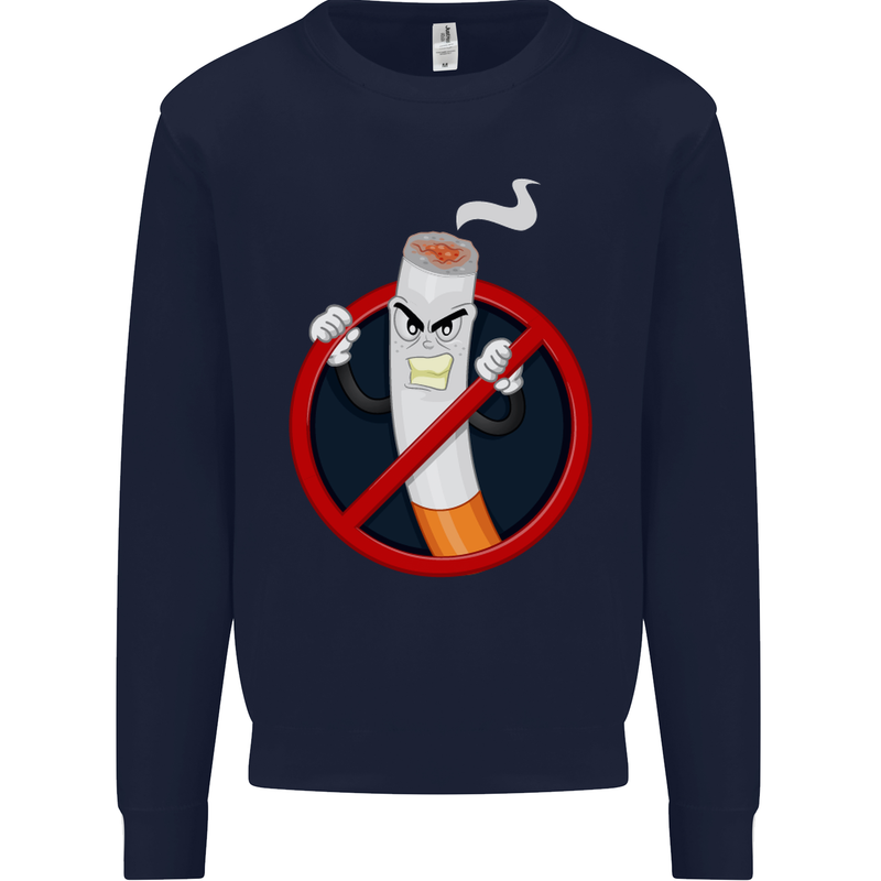 No Smoking Give Up Anti Smoker Mens Sweatshirt Jumper Navy Blue