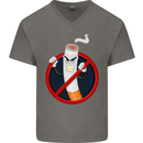 No Smoking Give Up Anti Smoker Mens V-Neck Cotton T-Shirt Charcoal