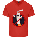 No Smoking Give Up Anti Smoker Mens V-Neck Cotton T-Shirt Red