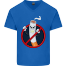 No Smoking Give Up Anti Smoker Mens V-Neck Cotton T-Shirt Royal Blue