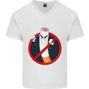 No Smoking Give Up Anti Smoker Mens V-Neck Cotton T-Shirt White