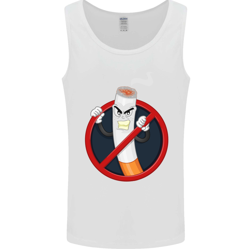 No Smoking Give Up Anti Smoker Mens Vest Tank Top White