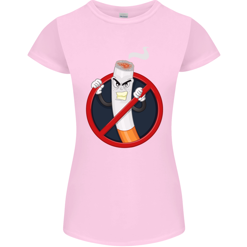 No Smoking Give Up Anti Smoker Womens Petite Cut T-Shirt Light Pink