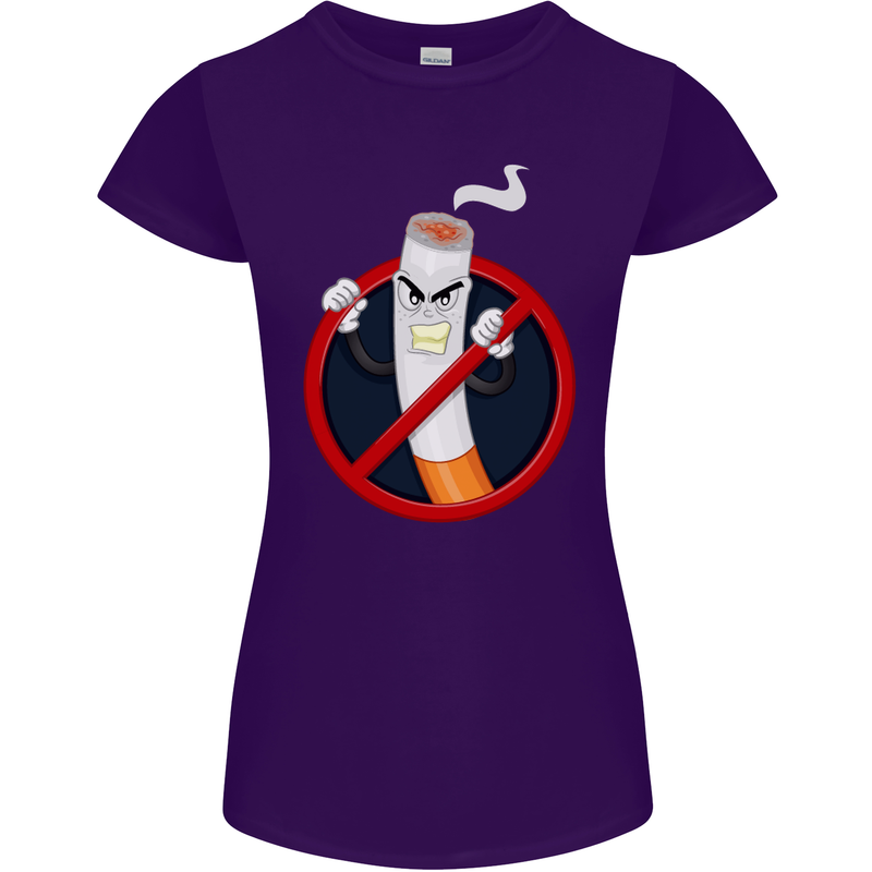 No Smoking Give Up Anti Smoker Womens Petite Cut T-Shirt Purple