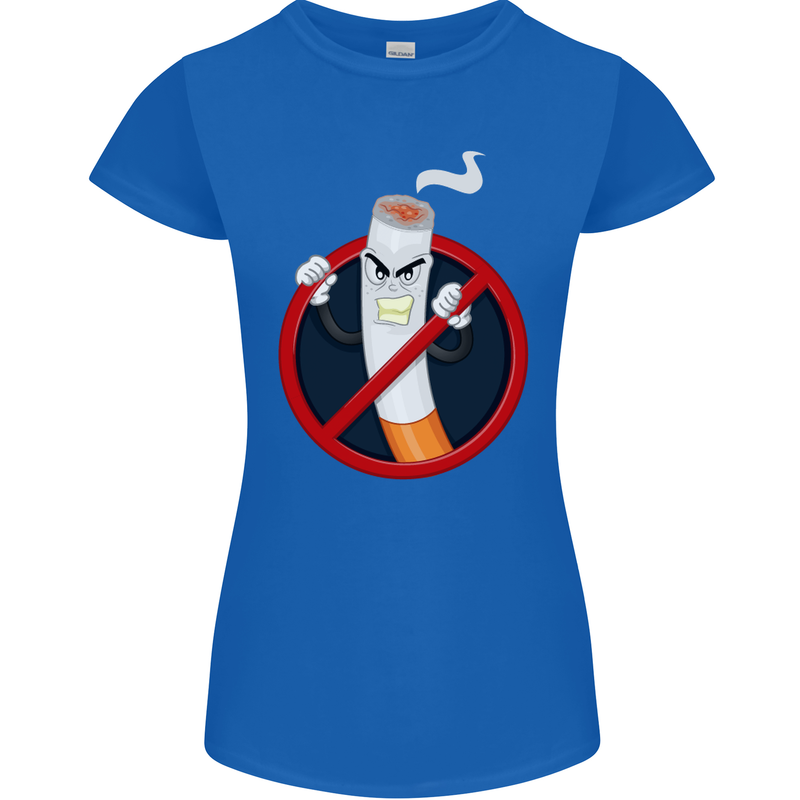 No Smoking Give Up Anti Smoker Womens Petite Cut T-Shirt Royal Blue