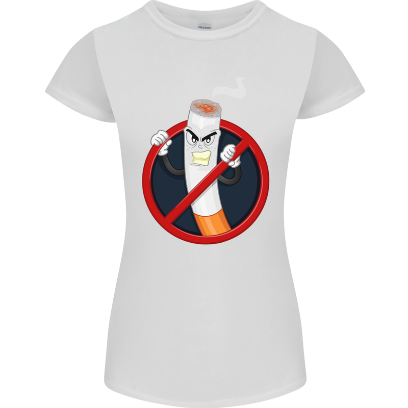 No Smoking Give Up Anti Smoker Womens Petite Cut T-Shirt White