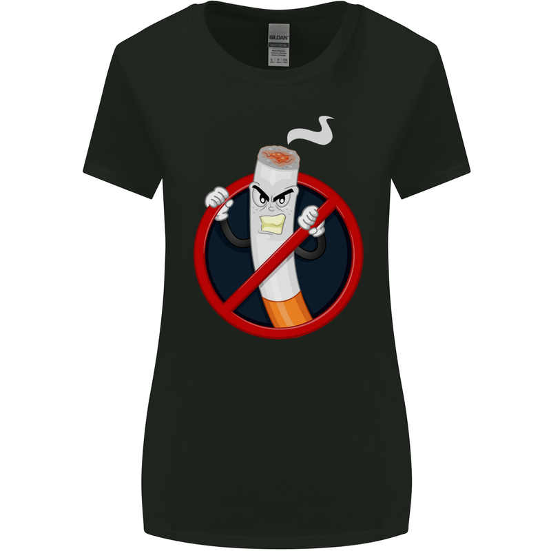 No Smoking Give Up Anti Smoker Womens Wider Cut T-Shirt Black