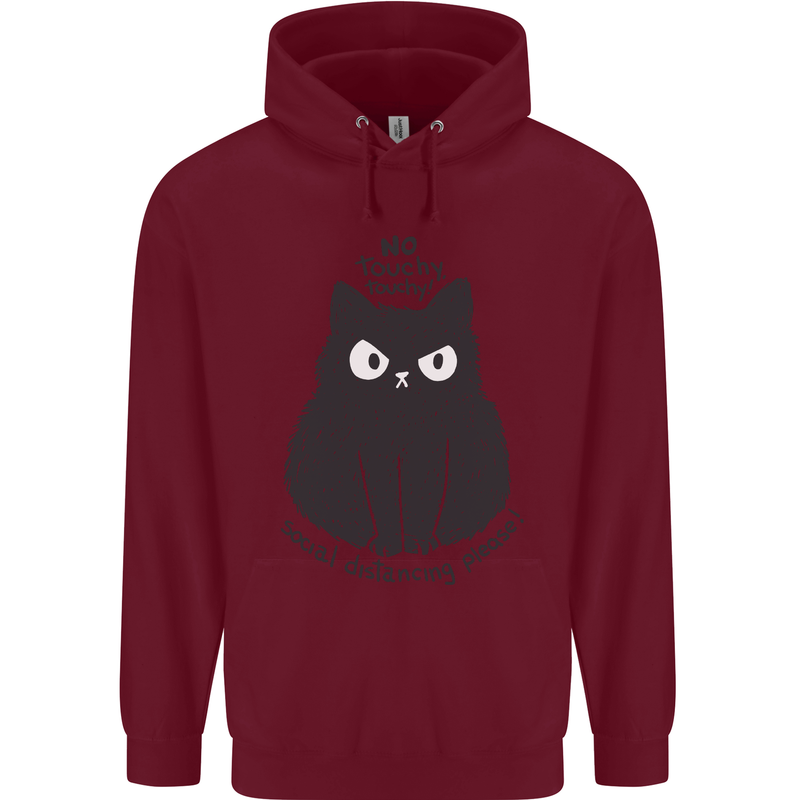 No Touchy Touchy Cat Childrens Kids Hoodie Maroon