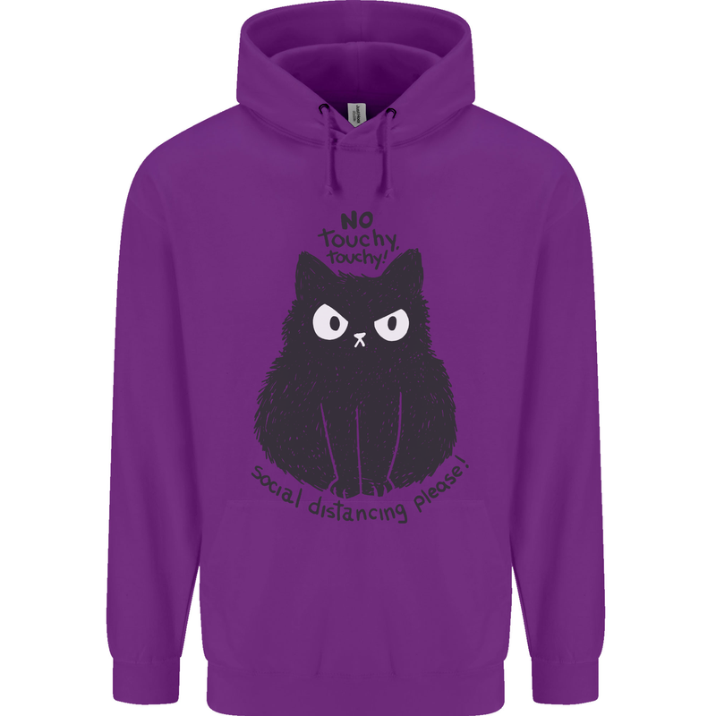 No Touchy Touchy Cat Childrens Kids Hoodie Purple