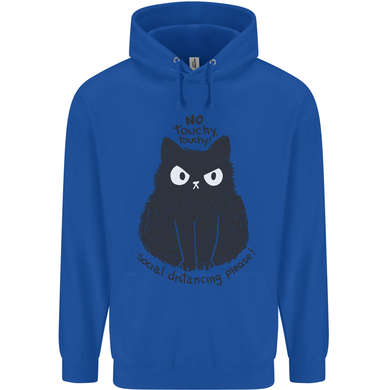 No Touchy Touchy Cat Childrens Kids Hoodie Royal Blue