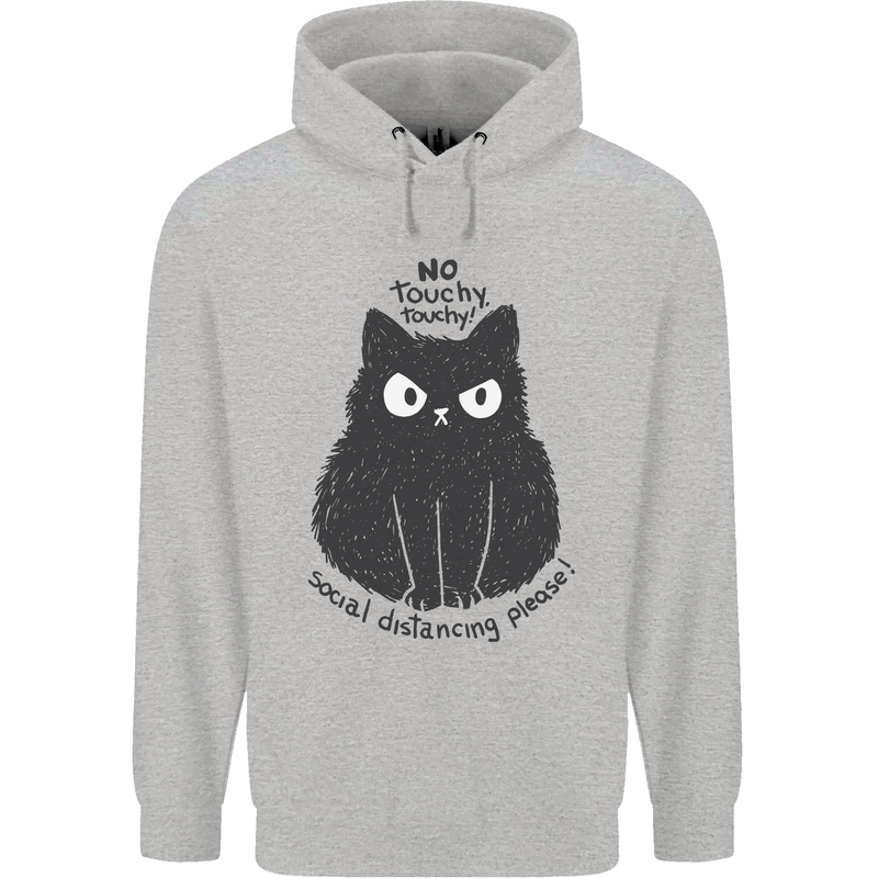 No Touchy Touchy Cat Childrens Kids Hoodie Sports Grey