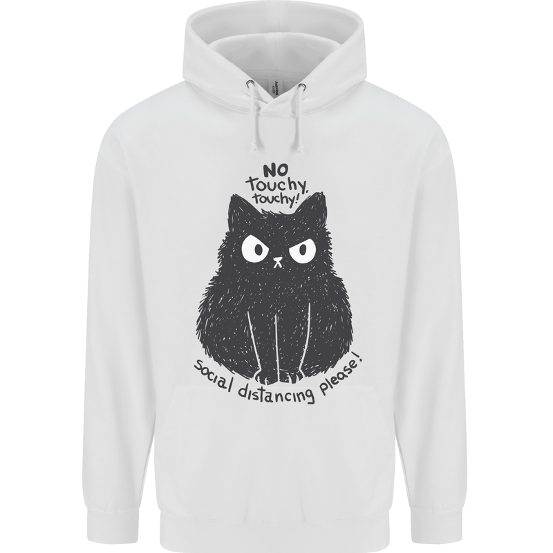 No Touchy Touchy Cat Childrens Kids Hoodie White