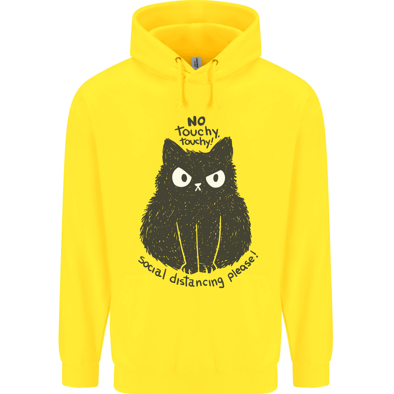 No Touchy Touchy Cat Childrens Kids Hoodie Yellow