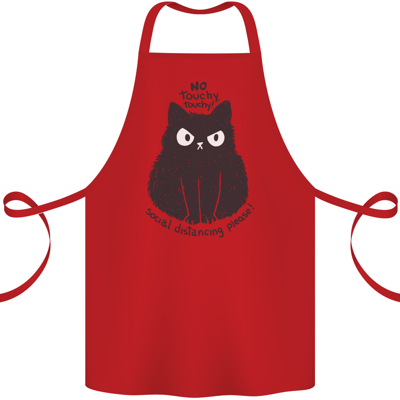 No Touchy Touchy Cat Cotton Apron 100% Organic Red