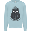No Touchy Touchy Cat Kids Sweatshirt Jumper Light Blue