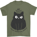 No Touchy Touchy Cat Mens T-Shirt Cotton Gildan Military Green