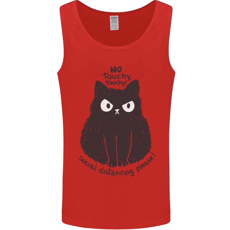 No Touchy Touchy Cat Mens Vest Tank Top Red