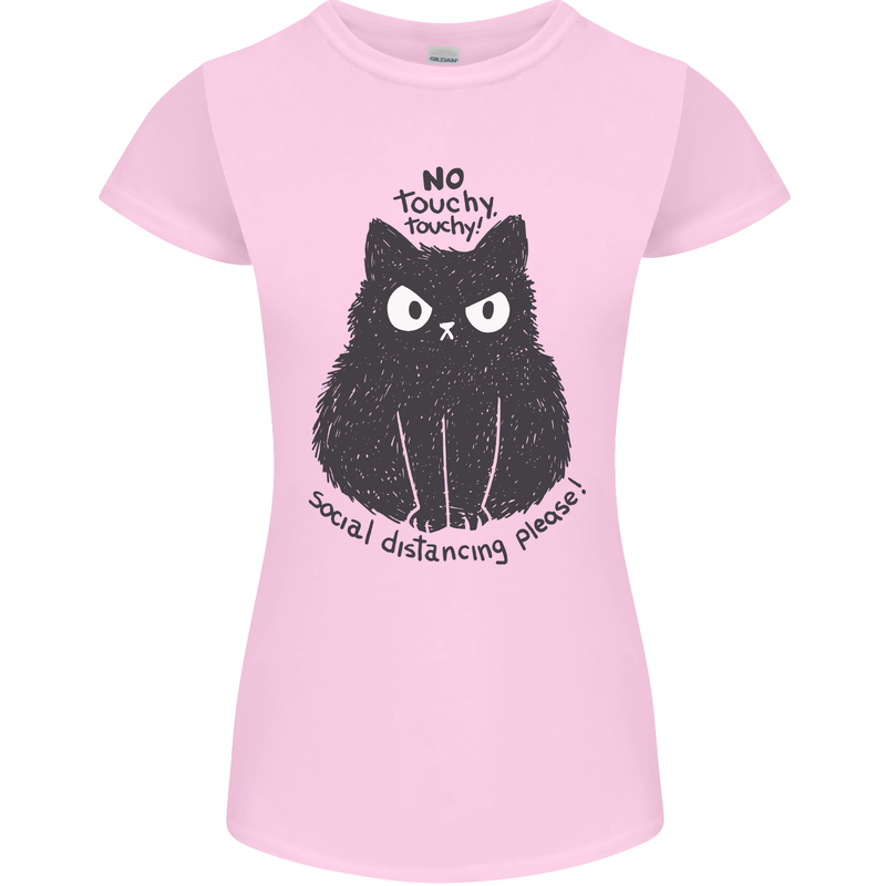No Touchy Touchy Cat Womens Petite Cut T-Shirt Light Pink