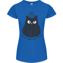 No Touchy Touchy Cat Womens Petite Cut T-Shirt Royal Blue
