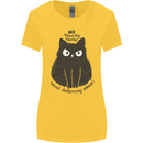 No Touchy Touchy Cat Womens Wider Cut T-Shirt Yellow