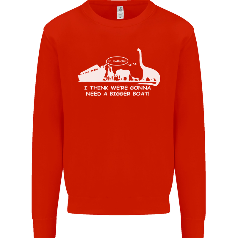 Noahs Ark Dinosaurs T-Rex Atheist Atheism Kids Sweatshirt Jumper Bright Red