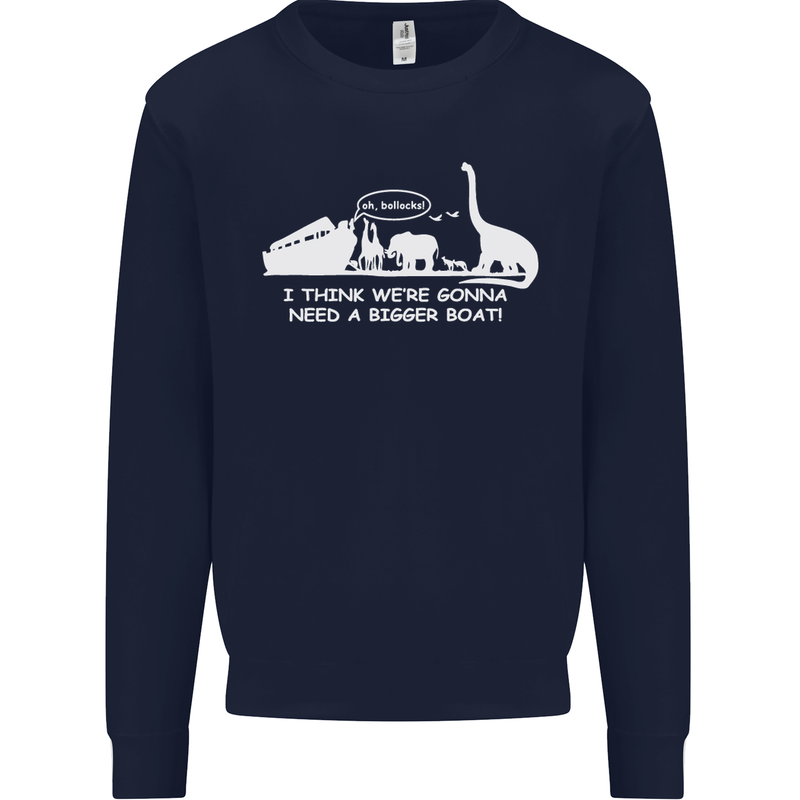Noahs Ark Dinosaurs T-Rex Atheist Atheism Kids Sweatshirt Jumper Navy Blue