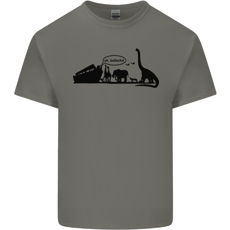 Noahs Ark Dinosaurs T-Rex Atheist Atheism Mens Cotton T-Shirt Tee Top Charcoal