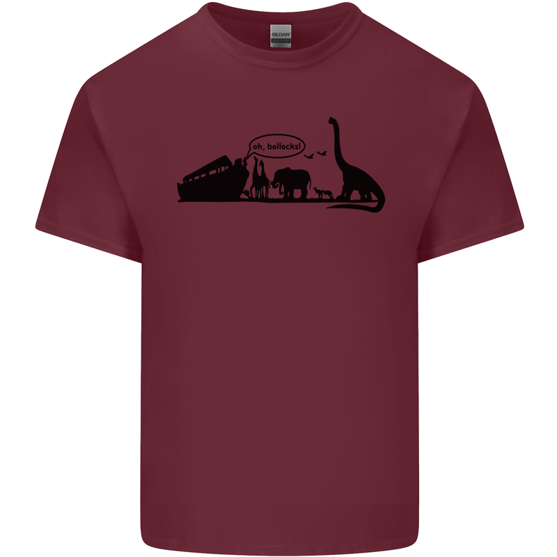 Noahs Ark Dinosaurs T-Rex Atheist Atheism Mens Cotton T-Shirt Tee Top Maroon