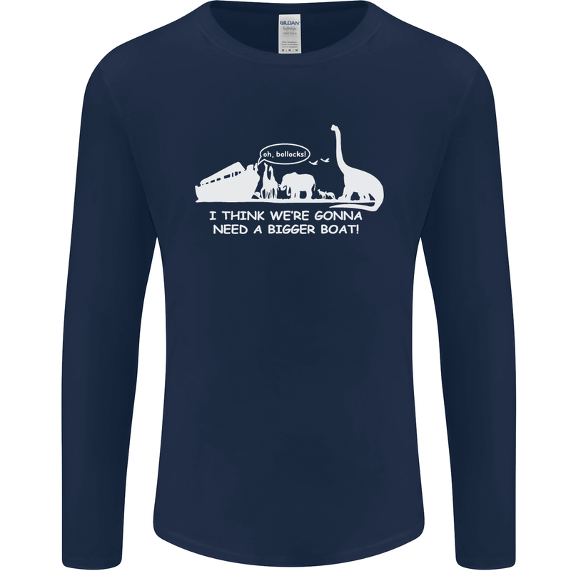 Noahs Ark Dinosaurs T-Rex Atheist Atheism Mens Long Sleeve T-Shirt Navy Blue