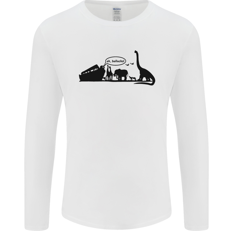 Noahs Ark Dinosaurs T-Rex Atheist Atheism Mens Long Sleeve T-Shirt White