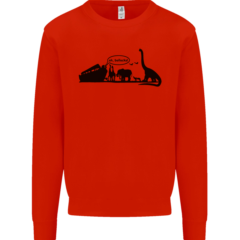 Noahs Ark Dinosaurs T-Rex Atheist Atheism Mens Sweatshirt Jumper Bright Red
