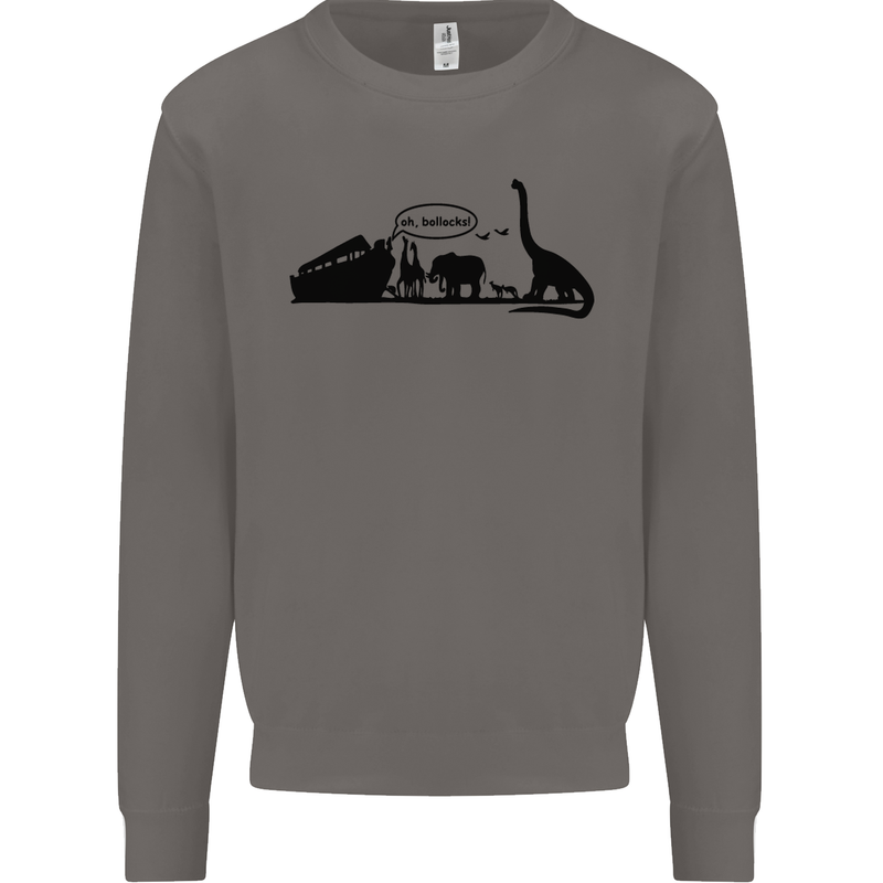 Noahs Ark Dinosaurs T-Rex Atheist Atheism Mens Sweatshirt Jumper Charcoal