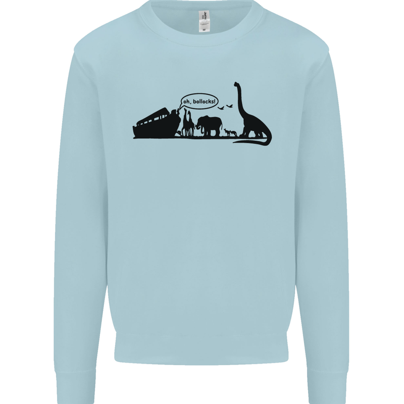 Noahs Ark Dinosaurs T-Rex Atheist Atheism Mens Sweatshirt Jumper Light Blue