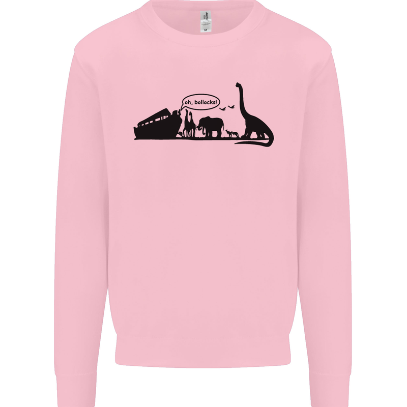 Noahs Ark Dinosaurs T-Rex Atheist Atheism Mens Sweatshirt Jumper Light Pink