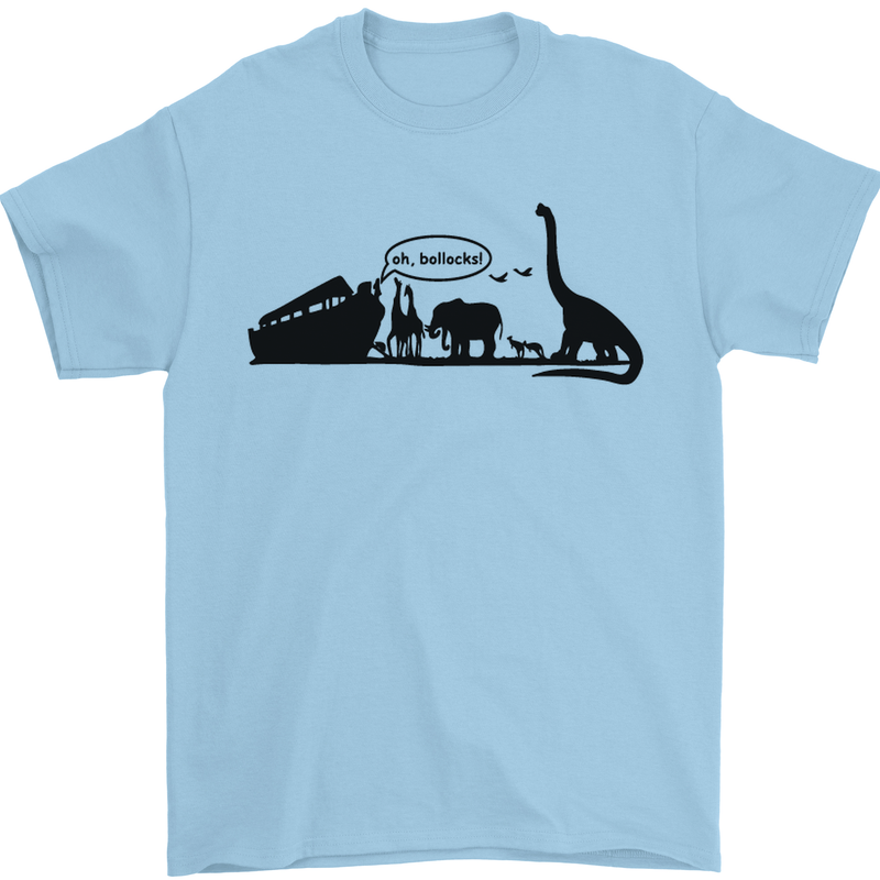 Noahs Ark Dinosaurs T-Rex Atheist Atheism Mens T-Shirt Cotton Gildan Light Blue