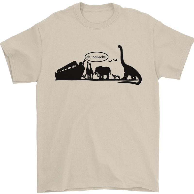 Noahs Ark Dinosaurs T-Rex Atheist Atheism Mens T-Shirt Cotton Gildan Sand