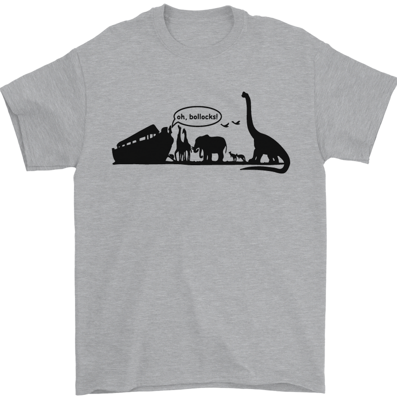 Noahs Ark Dinosaurs T-Rex Atheist Atheism Mens T-Shirt Cotton Gildan Sports Grey