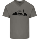 Noahs Ark Dinosaurs T-Rex Atheist Atheism Mens V-Neck Cotton T-Shirt Charcoal