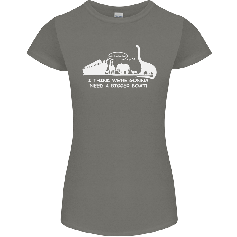 Noahs Ark Dinosaurs T-Rex Atheist Atheism Womens Petite Cut T-Shirt Charcoal