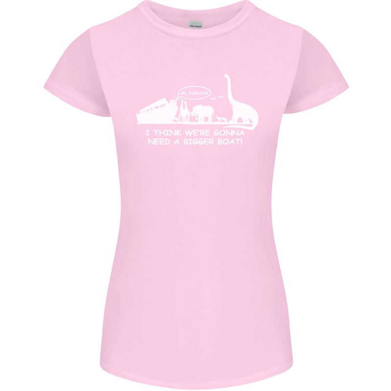 Noahs Ark Dinosaurs T-Rex Atheist Atheism Womens Petite Cut T-Shirt Light Pink