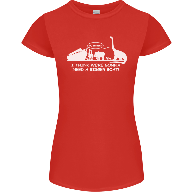 Noahs Ark Dinosaurs T-Rex Atheist Atheism Womens Petite Cut T-Shirt Red