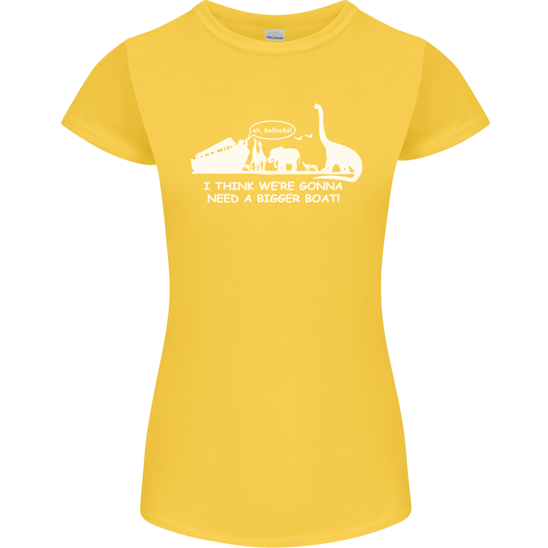 Noahs Ark Dinosaurs T-Rex Atheist Atheism Womens Petite Cut T-Shirt Yellow