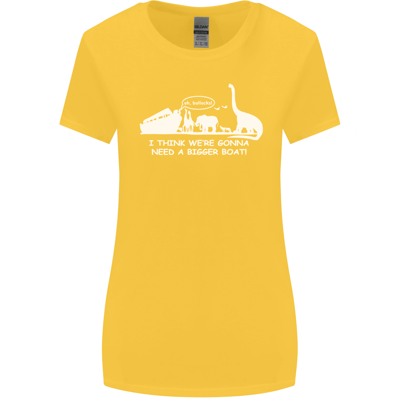 Noahs Ark Dinosaurs T-Rex Atheist Atheism Womens Wider Cut T-Shirt Yellow