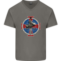 Non Nobis St. George Mens V-Neck Cotton T-Shirt Charcoal